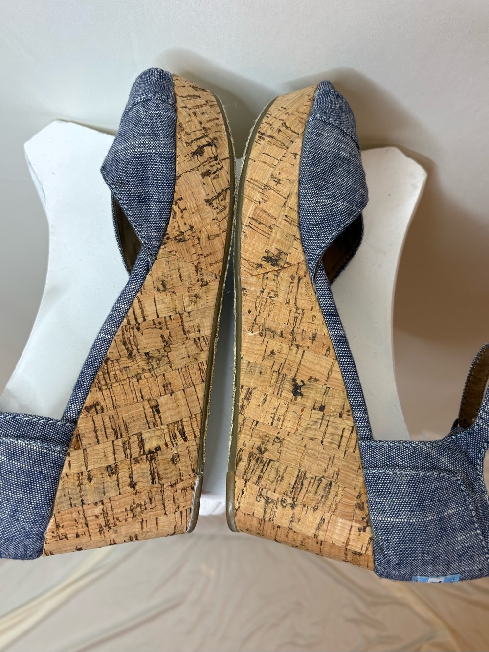 Toms Denim Cork Wedge Sandals in Blue - Picture 6 of 7